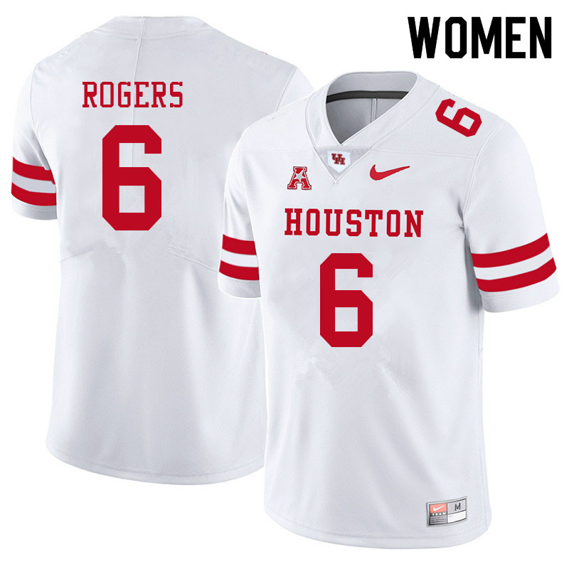 Women #6 Jayce Rogers Houston Cougars College Football Jerseys Sale-White - Click Image to Close